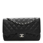 Caviar Quilted Jumbo Double Flap Black