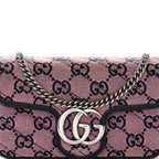 Monogram Multicolor Matelasse Diagonal Super Mini GG Marmont Shoulder Bag Pink Blue