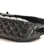 Shiny Crumpled Calfskin Quilted Medium Double Flap So Black