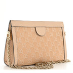 Denim Calfskin GG Monogram Small Ophidia Chain Shoulder Bag Light Beige