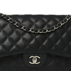Caviar Quilted Jumbo Double Flap Black