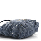 Washed Denim Quilted Studded Mini Chanel 22 Blue