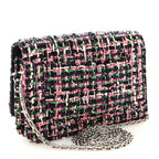 Tweed Quilted Reissue Wallet On Chain WOC Pink Multicolor
