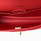 Caviar Quilted Medium Double Flap Red
