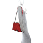Calfskin Quilted Large Boy Flap Red