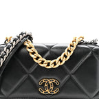 Lambskin Quilted Chanel 19 Wallet On Chain WOC Black
