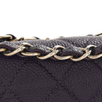 Caviar Quilted Small Double Flap Dark Purple
