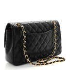 Caviar Quilted Medium Double Flap Black