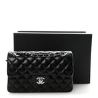 Lambskin Quilted Small Double Flap Black