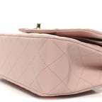 Lambskin Quilted Small Double Flap Light Pink