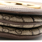 GG Supreme Monogram Textured Dollar Calfskin Web Medium Blondie Top Handle Shoulder Flap Bag Beige Ebony New Acero