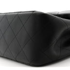 Lambskin Quilted Jumbo Double Flap Black