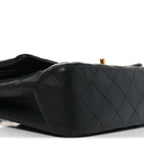 Lambskin Quilted Medium Double Flap Black