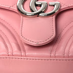 Calfskin Matelasse Mini GG Marmont Top Handle Shoulder Bag Wild Rose