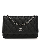 Caviar Quilted Wallet on Chain WOC Black