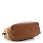 Suede Calfskin Shiny Lambskin Quilted Small Coco Base Shopping Bag Beige Camel