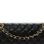 Caviar Quilted Medium Double Flap Black
