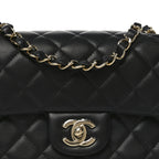 Lambskin Quilted Mini Rectangular Flap Black