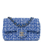 Tweed Quilted Mini Rectangular Flap Blue White