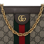 GG Supreme Monogram Web Small Ophidia Chain Shoulder Bag Brown