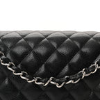 Caviar Quilted Jumbo Double Flap Black