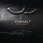 Caviar Quilted Medium Double Flap Black