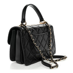 Lambskin Quilted Small Trendy CC Dual Handle Flap Bag Black