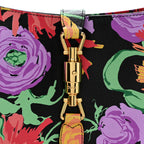 X KEN SCOTT New Shangai Calfskin Jenny Floral Print Small Jackie 1961 Hobo Black Pink