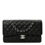 Caviar Quilted Medium Double Flap Black