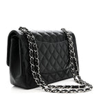 Lambskin Quilted Jumbo Double Flap Black