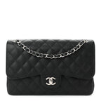 Caviar Quilted Jumbo Double Flap Black