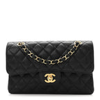 Caviar Quilted Small Double Flap Black