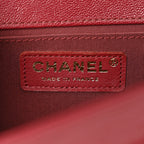 Caviar Chevron Quilted Medium Boy Flap Dark Red