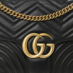 Calfskin Matelasse Medium GG Marmont Shoulder Bag Black