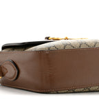 GG Supreme Monogram Small Horsebit 1955 Shoulder Bag Beige Brown Sugar
