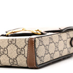 GG Supreme Monogram Mini Horsebit 1955 Crossbody Bag Beige Brown Sugar