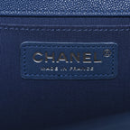 Caviar Quilted Medium Boy Flap Dark Blue