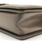 Iridescent Calfskin Quilted Strass Medium Paris Dallas Boy Flap Dark Khaki