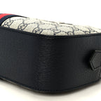 GG Supreme Monogram Textured Dollar Calfskin Web Small Ophidia Camera Bag Beige Blue