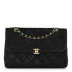Lambskin Medium Double Flap Black