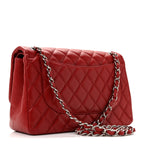 Caviar Quilted Jumbo Double Flap Dark Red