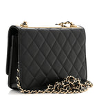 Lambskin Quilted Trendy CC Wallet On Chain WOC Black