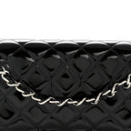 Patent Quilted Jumbo Double Flap Black