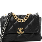 Goatskin Quilted Large Chanel 19 Flap Black