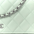 Caviar Quilted Wallet on Chain WOC Light Blue