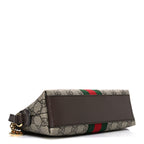 GG Supreme Monogram Textured Dollar Calfskin Web Small Ophidia Dome Shoulder Bag Beige Ebony New Acero