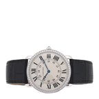 18K White Gold Alligator Diamond Bezel 36mm Ronde Louis Manual Winding Watch