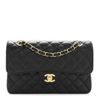 Caviar Quilted Small Double Flap Black