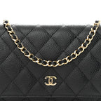 Caviar Quilted Wallet on Chain WOC Black
