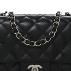 Lambskin Quilted Mini Square Flap Black